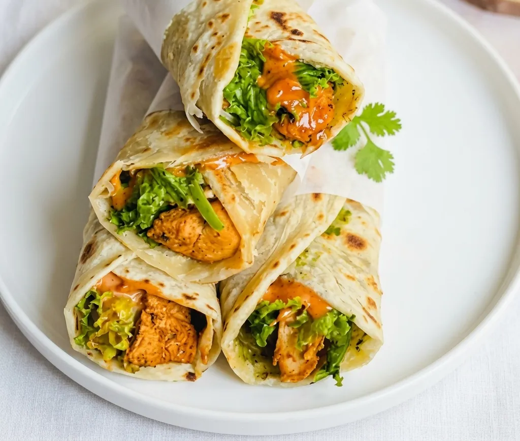 Chicken tikka paratha roll with fresh veggies at Foodies Calgary, NE Calgary, AB